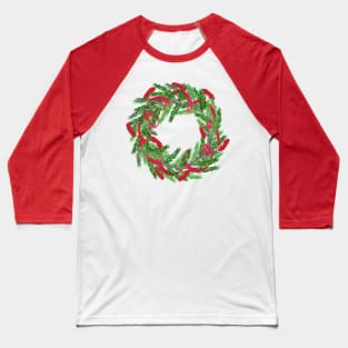 Christmas wreath with red berries and ribbons Baseball T-Shirt